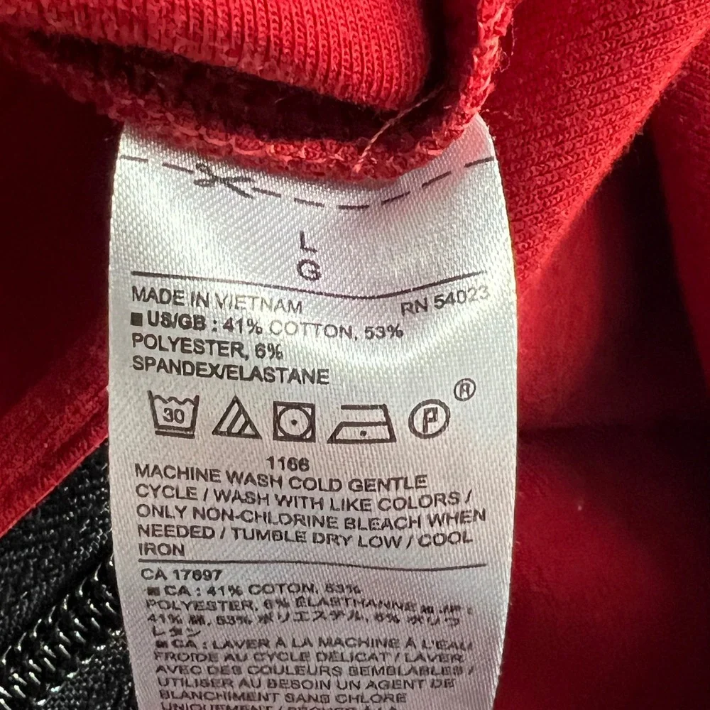 Banana Republic Mens Red Full Zip Fleece Jacket Mock Neck Raglan Large